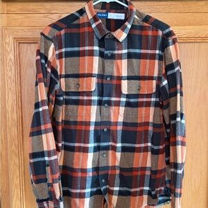 Old Navy Men's rust/black Plaid Button-Down flannel Shirt size large